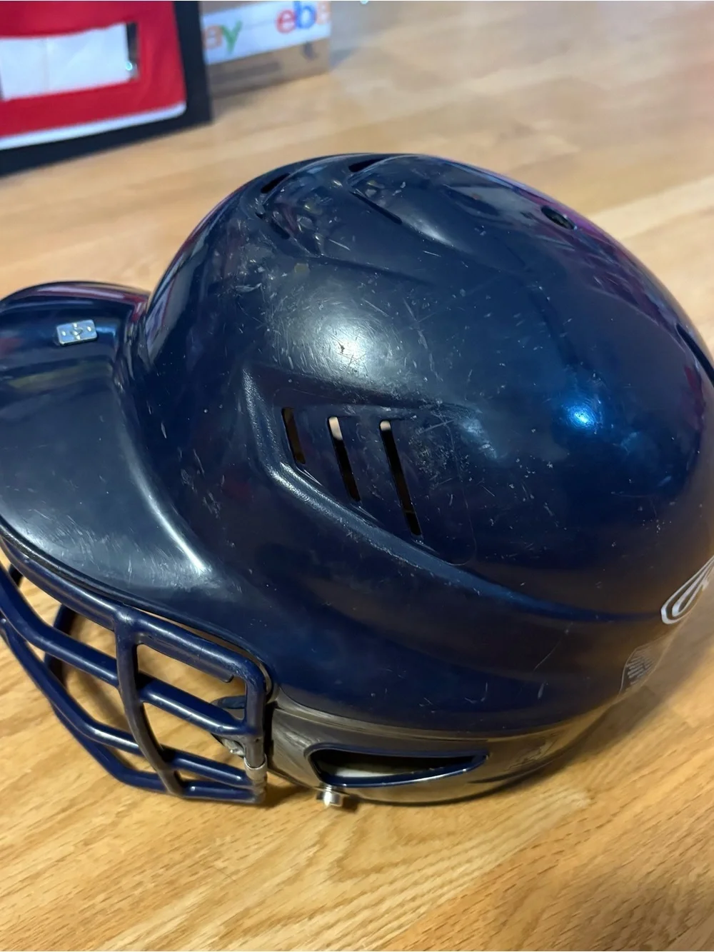 Rawlings Navy Blue Kids Baseball Softball Batting Helmet with Face Guard